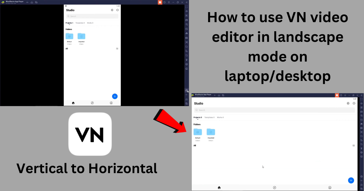 how to use VN video editor in landscape mode on laptop/desktop