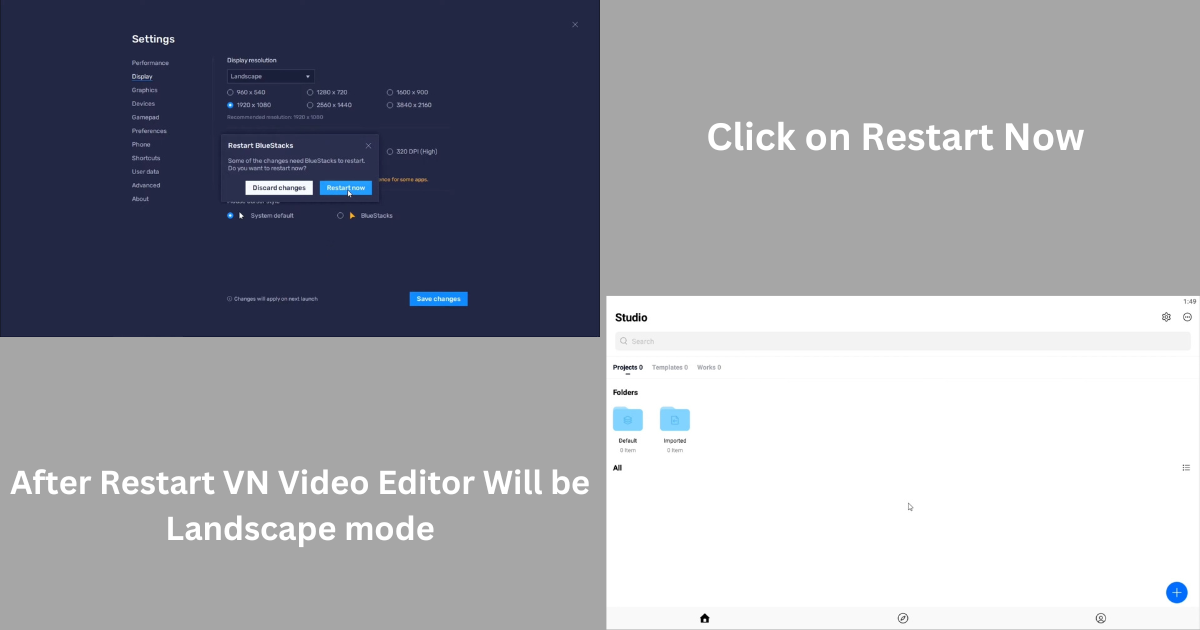 how to use VN video editor in landscape mode on laptop/desktop